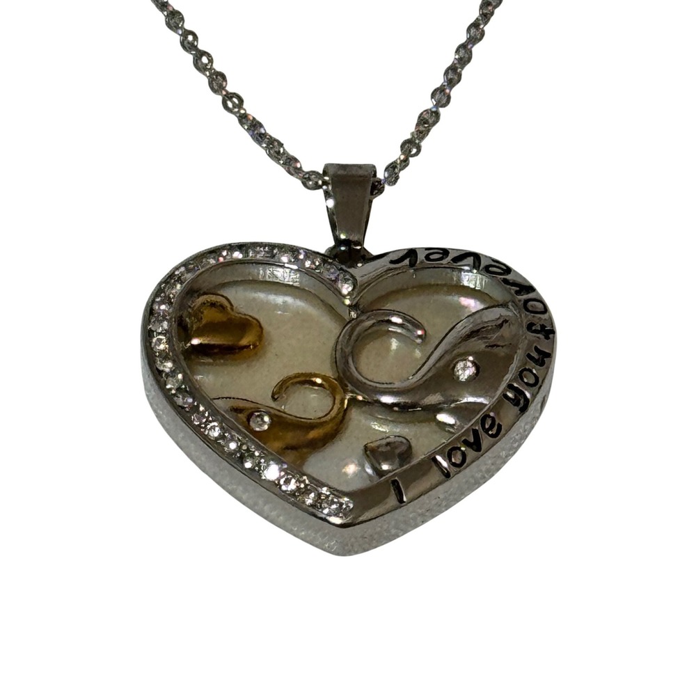 Stainless Steel Elephant Family Heart Locket Necklace Mother of Pearl 18"
